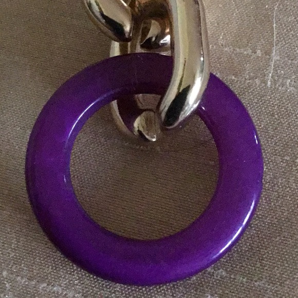 PURPLE and GOLD ACRYLIC CHAIN POST EARRINGS - Picture 3 of 5